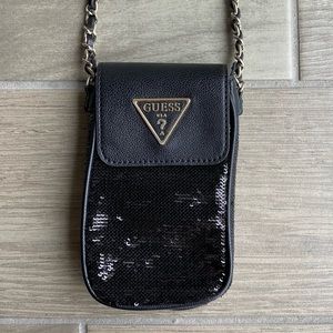 Guess Delon Chit Chat Crossbody Bag Black Sequins